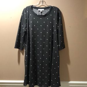 Gray polkadot dress A line style